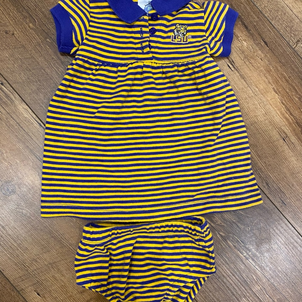LSU Kids Striped Dress - Purple and Gold